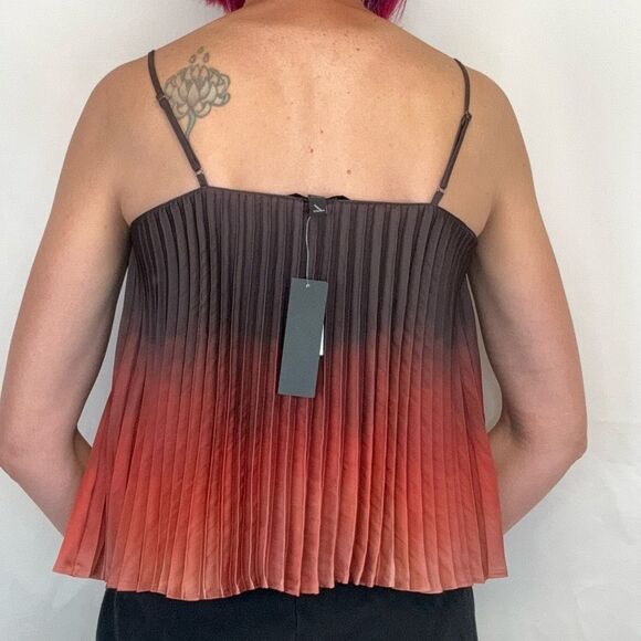 Banana Republic Women's Accordion Pleat Brown Red Ombre Tank Top XS Extra Small - Picture 2 of 12